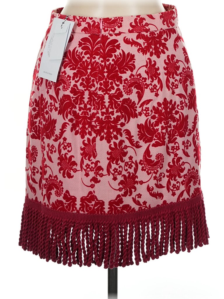 La Veste Cher Fringed Wool Mini Skirt In Red Nwt — image 3 of 4